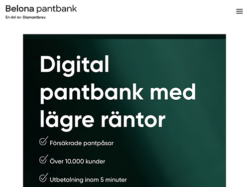 Belona pantbank webbsida