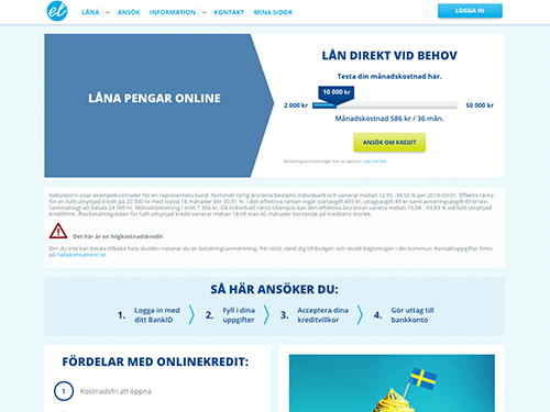 Euroloan webbsida