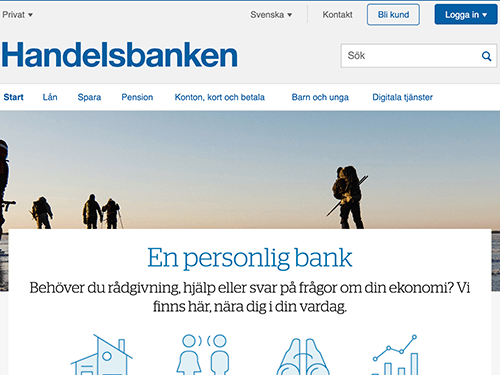 Handelsbanken webbsida