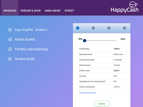 HappyCash webbsida