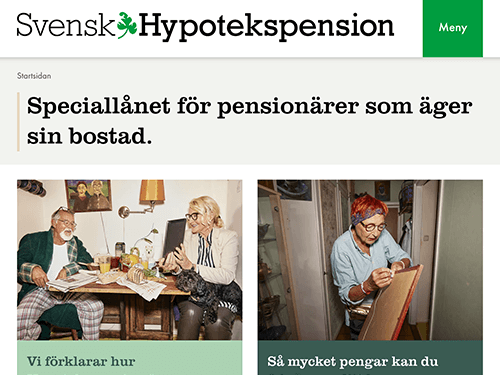 Svensk Hypotekspension webbsida