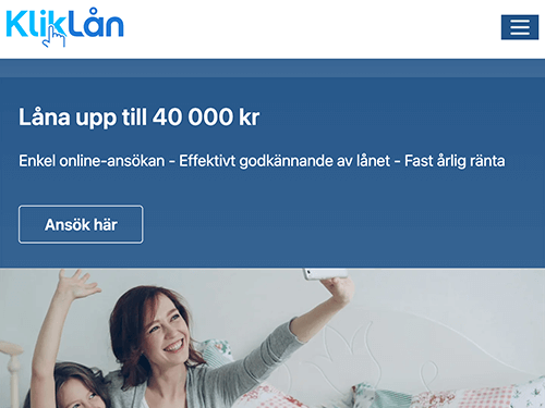 KlickLån webbsida