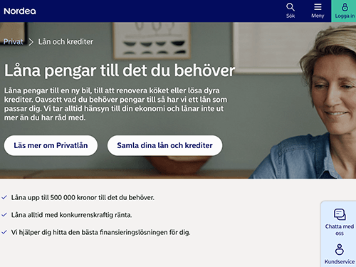 Nordea webbsida