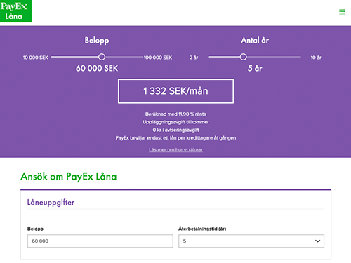 PayEx webbsida