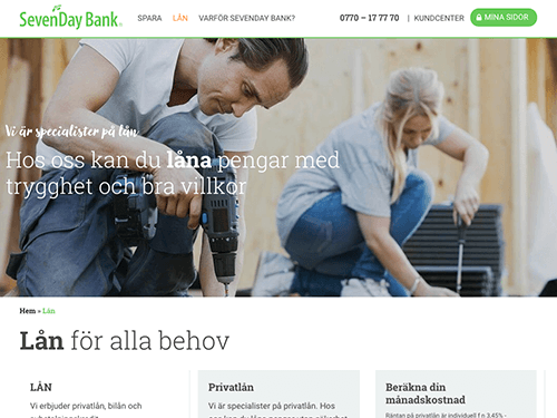 SevenDay Bank webbsida