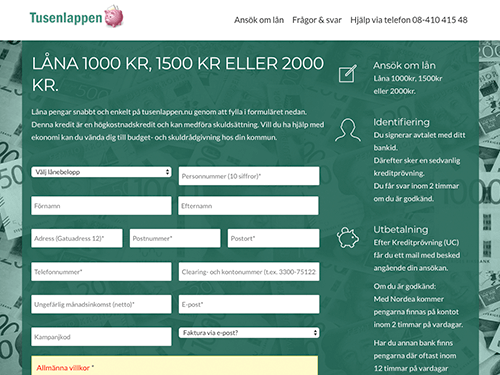 Tusenlappen webbsida